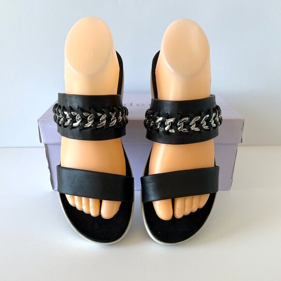Karl Lagerfeld Paris Slip On Black Leather Sandals, Meslay, Size 8, EUC! - Picture 6 of 14